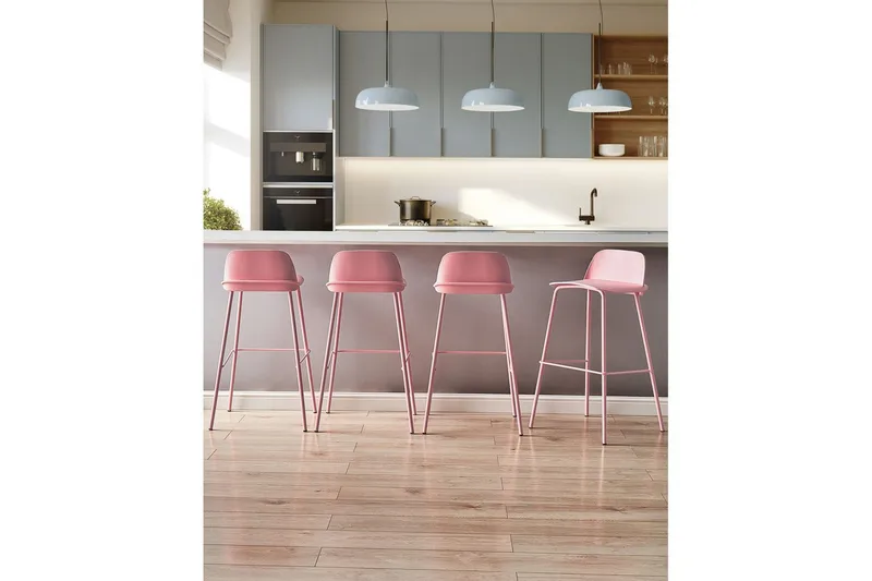 Barstol Mora set om 4 Rosa - Rosa - Möbler - Stolar & fåtöljer - Barstol & barpall