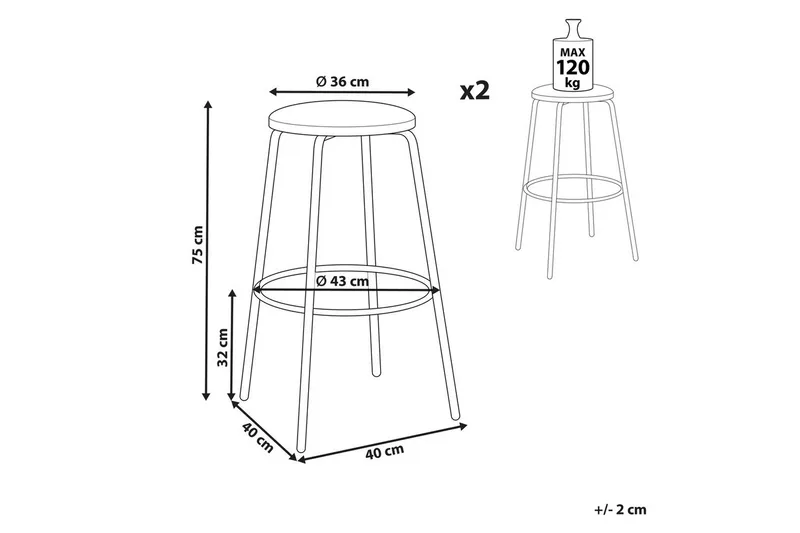 Barstol Morton set om 2 Grön-Svart - Grön-Svart - Möbler - Stolar & fåtöljer - Barstol & barpall