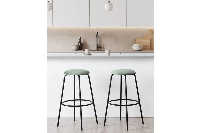 Barstol Morton set om 2 Grön-Svart - Grön-Svart - Möbler - Stolar & fåtöljer - Barstol & barpall