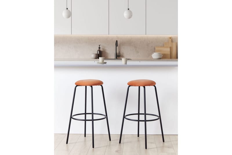 Barstol Morton set om 2 Orange-Svart - Orange-Svart - Möbler - Bord & matgrupper