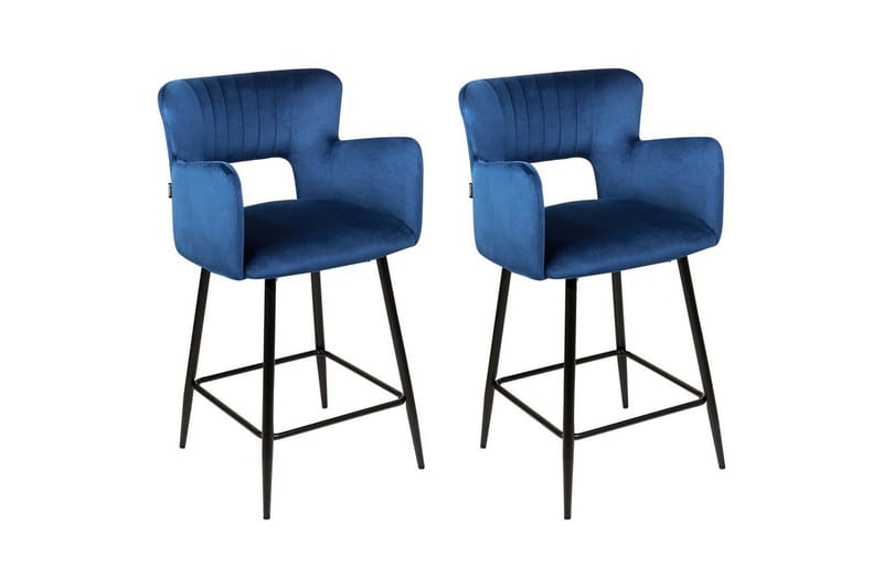 Barstol Sanilac set om 2 Blå-Svart - Blå-Svart - Möbler - Stolar & fåtöljer - Barstol & barpall