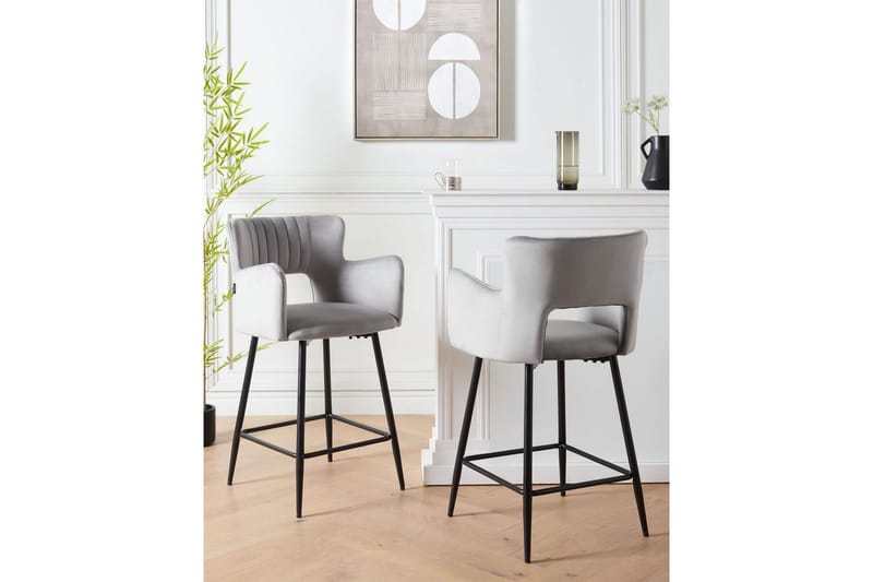 Barstol Sanilac set om 2 Grå-Svart - Grå-Svart - Möbler - Stolar & fåtöljer - Barstol & barpall