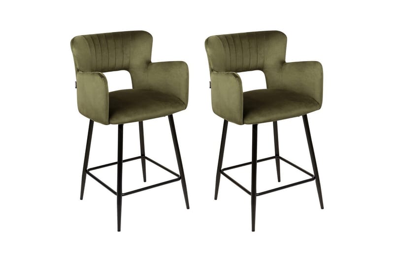 Barstol Sanilac set om 2 Grön-Svart - Grön-Svart - Möbler - Stolar & fåtöljer - Barstol & barpall