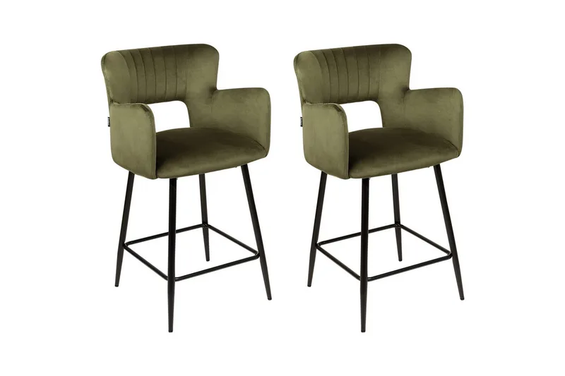Barstol Sanilac set om 2 Grön-Svart - Grön-Svart - Möbler - Stolar & fåtöljer - Barstol & barpall