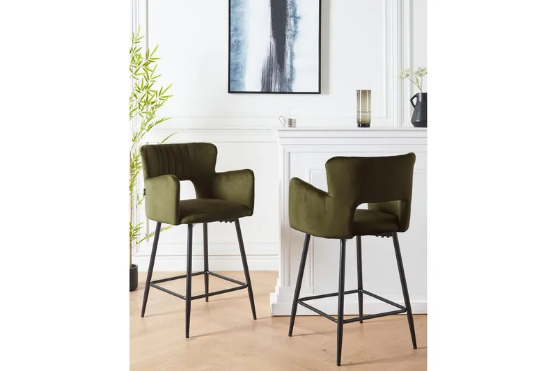 Barstol Sanilac set om 2 Grön-Svart - Grön-Svart - Möbler - Stolar & fåtöljer - Barstol & barpall