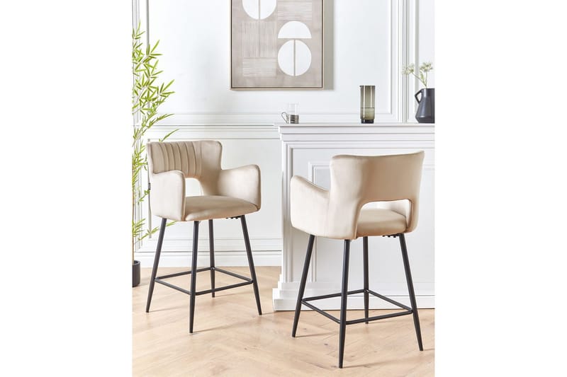 Barstol Sanilac set om 2 Taupe-Svart - Taupe-Svart - Möbler - Bord & matgrupper