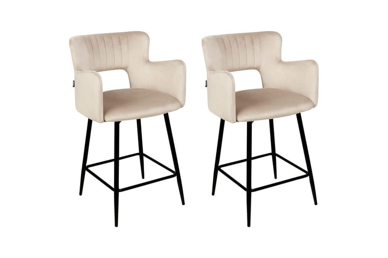 Barstol Sanilac set om 2 Taupe-Svart - Taupe-Svart - Möbler - Stolar & fåtöljer - Barstol & barpall