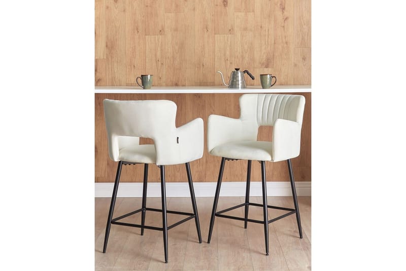 Barstol Sanilac set om 2 Vit-Svart - Vit-Svart - Möbler - Stolar & fåtöljer - Barstol & barpall