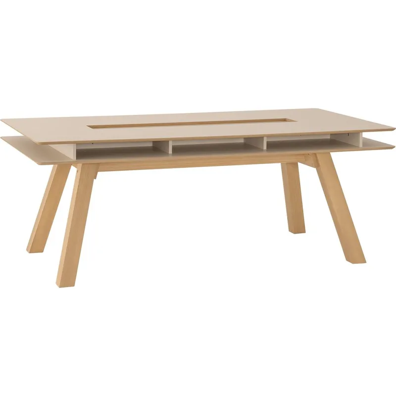 4 You Fresh Stort Rektangulärt Matbord 200 cm med Trä- och Ekutseende, Beige