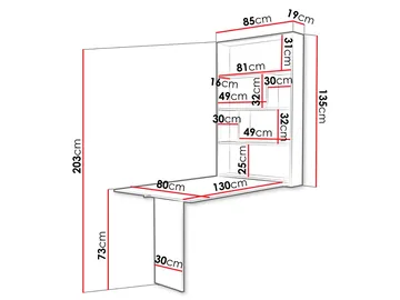 Abi Vägghängt Bord 85x203 cm - Valnöt - Möbler - Bord & matgrupper - Klaffbord & Hopfällbart bord