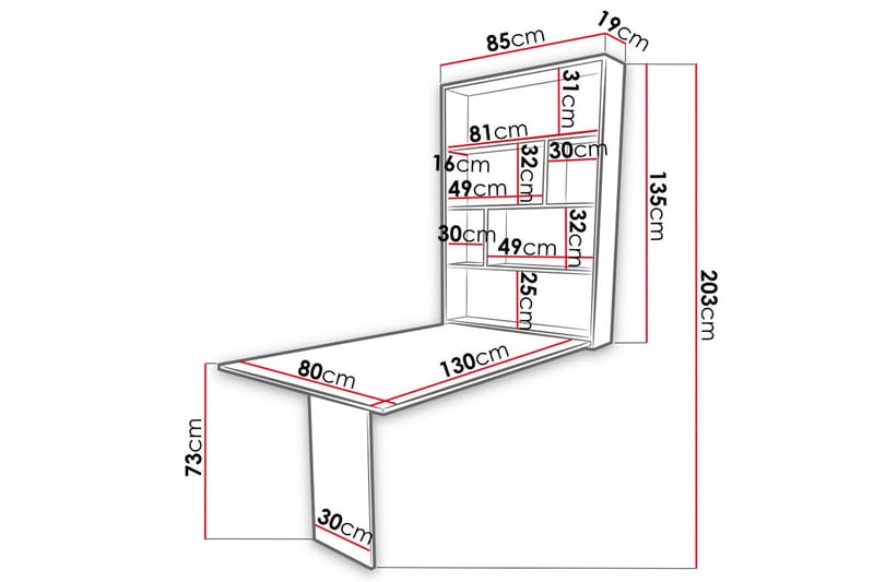 Abi Vägghängt Fällbart Matbord 130 cm - Vit - Möbler - Bord & matgrupper - Matbord & köksbord
