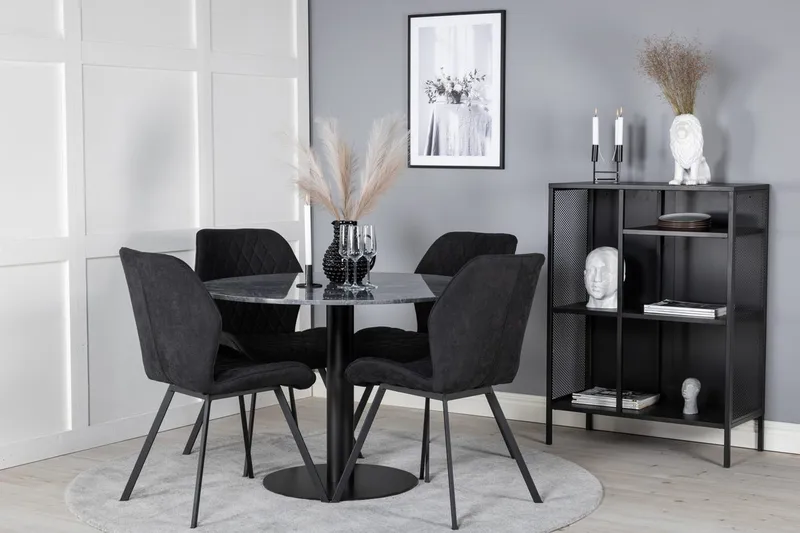 Admira Matbord 106 cm Runt Marmor med 4 Gemma Matstol