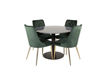 Admira Matbord 106 cm Runt Marmor med 4 Velvet Deluxe Sammetsstol - Möbler - Bord & matgrupper - Matgrupper