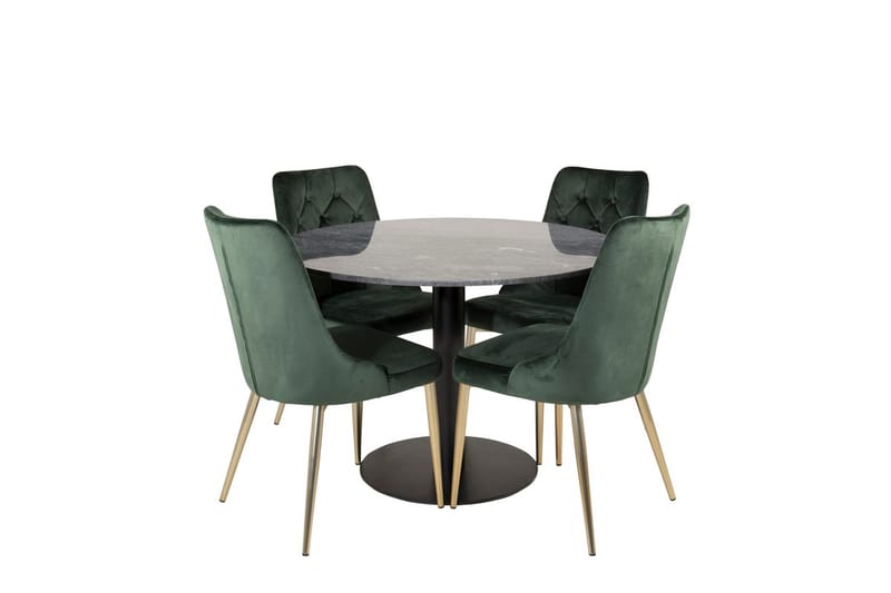 Admira Matbord 106 cm Runt Marmor med 4 Velvet Deluxe Sammetsstol - Möbler - Bord & matgrupper - Matgrupper