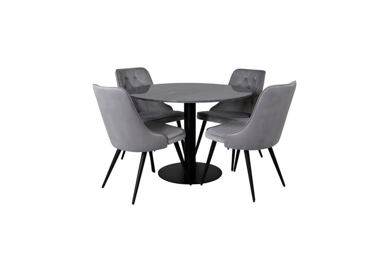 Admira Matbord 106 cm Runt Marmor med 4 Velvet Deluxe Sammetstol - Möbler - Bord & matgrupper - Matgrupper