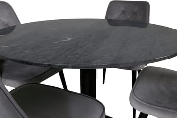 Admira Matbord 106 cm Runt Marmor med 4 Velvet Deluxe Sammetstol - Möbler - Bord & matgrupper - Matgrupper