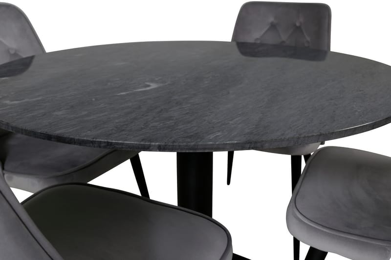 Admira Matbord 106 cm Runt Marmor med 4 Velvet Deluxe Sammetstol - Möbler - Bord & matgrupper - Matgrupper