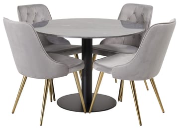 Admira Matbord 106 cm Runt Marmor med 4 Velvet Deluxe Sammetstol - Möbler - Bord & matgrupper - Matgrupper