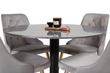 Admira Matbord 106 cm Runt Marmor med 4 Velvet Deluxe Sammetstol - Möbler - Bord & matgrupper - Matgrupper