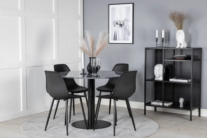 Admira Matbord 106 cm Runt Marmor med 4 Polar Matstol