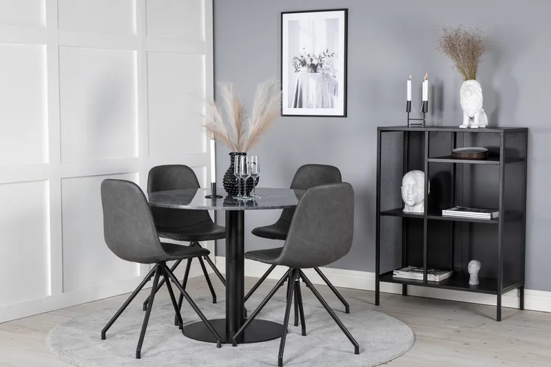 Admira Matbord 106 cm Runt Marmor med 4 Polar Matstol