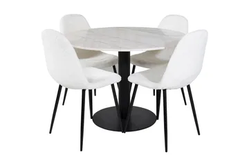 Admira Matgrupp 106 cm Rund inkl 4 Ypas Stolar - Marmor/Vit/Svart - Möbler - Bord & matgrupper - Matgrupper