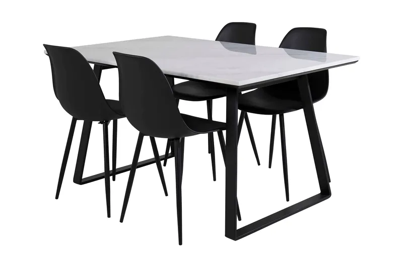 Admira Matgrupp 140 cm inkl 4 Ypas Stolar, Marmor/Vit/Svart