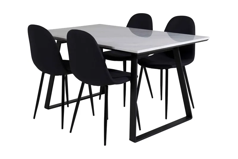 Admira Matgrupp 140 cm inkl 4 Ypas Stolar, Marmor/Vit/Svart