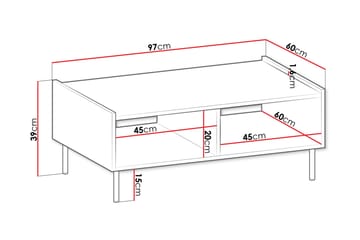 Akihito Rektangulärt Soffbord 97 cm med Hyllor i Trä - Mörkgrå Marmormönster - Möbler - Bord & matgrupper - Soffbord