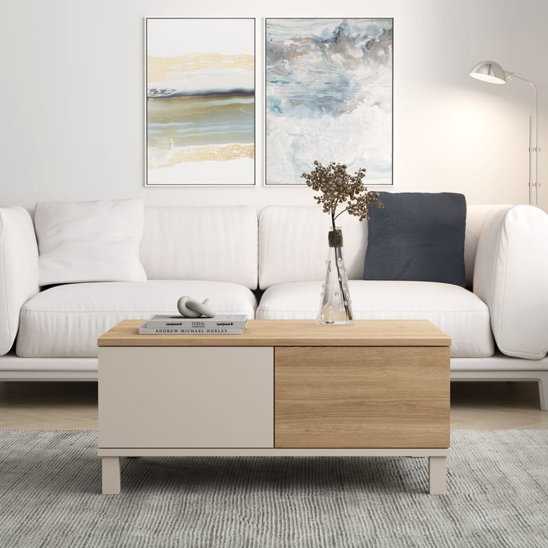 Aldarte Soffbord 90x40x60 cm - Sand och ek - Möbler - Bord & matgrupper - Soffbord
