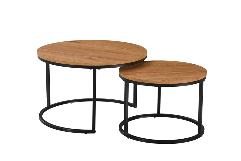 Alex Satsbord 76 cm Runt - Ek/Svart - Möbler - Bord & matgrupper - Soffbord