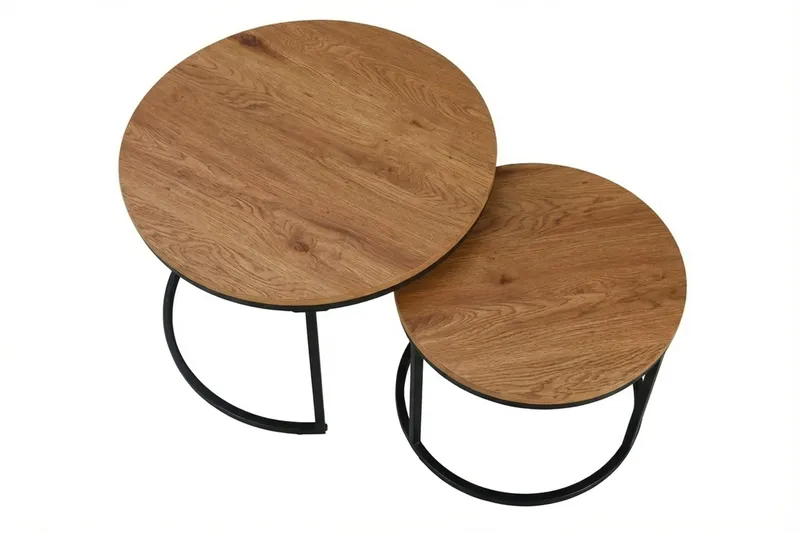 Alex Satsbord 76 cm Runt - Ek/Svart - Möbler - Bord & matgrupper - Soffbord