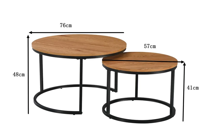 Alex Satsbord 76 cm Runt - Ek/Svart - Möbler - Bord & matgrupper - Soffbord