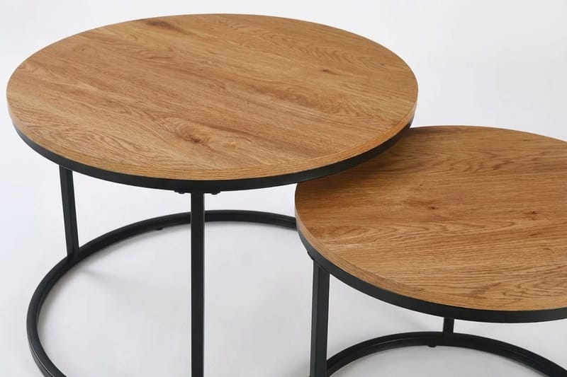 Alex Satsbord 76 cm Runt - Ek/Svart - Möbler - Bord & matgrupper - Soffbord