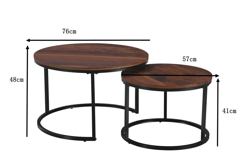 Alex Satsbord 76 cm Runt - Valnöt/Svart - Möbler - Bord & matgrupper - Soffbord