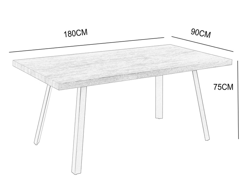 Algot Rektangulärt Matbord 180 cm i Trä och Metall med Ekutseende - Natur|Svart - Möbler - Bord & matgrupper - Matbord & köksbord