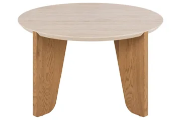Alkha Runt Soffbord 80 cm i Sten med Träben - Beige - Möbler - Bord & matgrupper - Soffbord