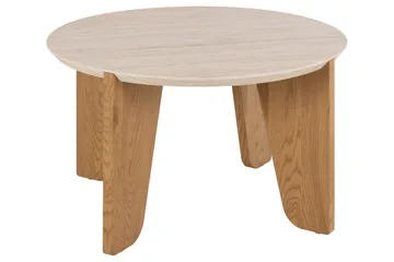 Alkha Runt Soffbord 80 cm i Sten med Träben - Beige - Möbler - Bord & matgrupper - Soffbord