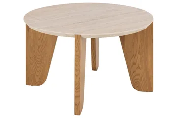 Alkha Runt Soffbord 80 cm i Sten med Träben - Beige - Möbler - Bord & matgrupper - Soffbord