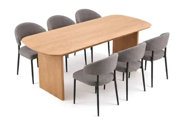 Alma Matgrupp rektangulärt 180 cm Ek med 6 Sawako Matstolar - Ek - Möbler - Bord & matgrupper - Matgrupper