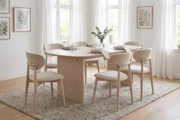 Alma Matgrupp rektangulärt 180 cm Vitlaserad med 6 Molly Matstolar - Vitlaserad ek - Möbler - Bord & matgrupper - Matgrupper