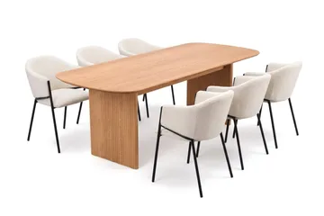 Alma Matgrupp rektangulärt 220 cm Ek med 6 Filip Matstolar - Ek - Möbler - Bord & matgrupper - Matgrupper