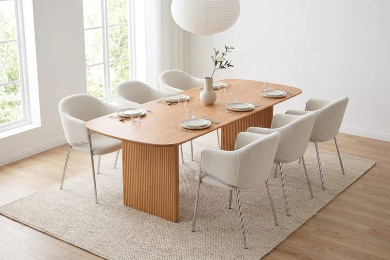 Alma Matgrupp rektangulärt 220 cm med 6 Filip Matstolar - Ek - Möbler - Bord & matgrupper - Matgrupper