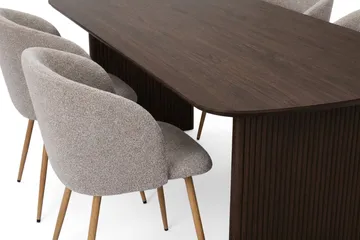 Alma Matgrupp rektangulärt 220 cm Rökt Ek med 6 Greya Matstolar - Rökt ek - Möbler - Bord & matgrupper - Matgrupper