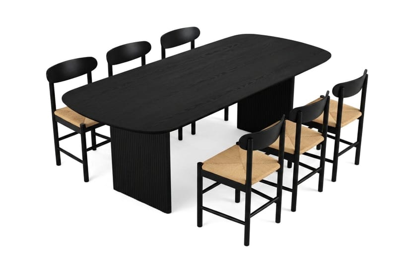 Alma Matgrupp rektangulärt 220 cm Svart med 6 Malte Matstolar - Möbler - Bord & matgrupper - Matgrupper