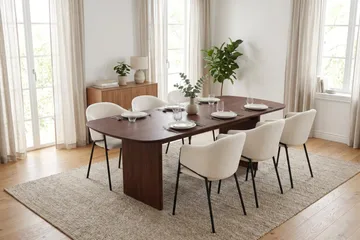 Alma Matgrupp rektangulärt 220 cm Valnöt med 6 Filip Matstolar - Valnöt - Möbler - Bord & matgrupper - Matgrupper