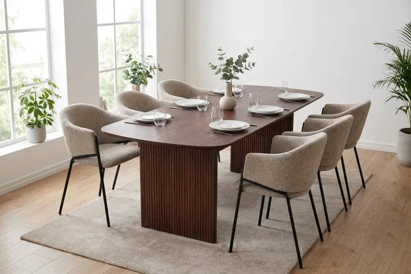 Alma Matgrupp rektangulärt 220 cm Valnöt med 6 Filip Matstolar - Valnöt - Möbler - Bord & matgrupper - Matgrupper