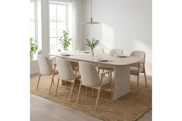 Alma Matgrupp rektangulärt 220 cm Vitlaserad med 6 Reciclar Matstolar - Vitlaserad ek - Möbler - Bord & matgrupper - Matgrupper
