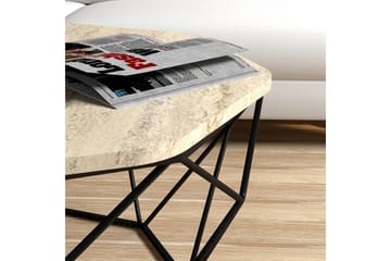 Almasi Ovalt Soffbord 90 cm i Sten med Metallunderrede - Beige - Möbler - Bord & matgrupper - Soffbord