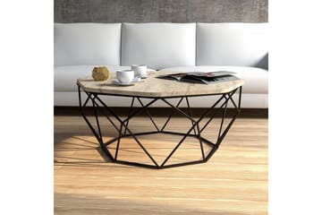 Almasi Ovalt Soffbord 90 cm i Sten med Metallunderrede - Beige - Möbler - Bord & matgrupper - Soffbord